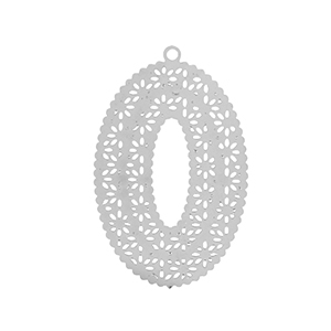 Colgantes Acero Inox bohemios &oacute;valo Plateado