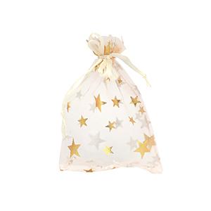 Bolso de organza 7x9cm estrella Albaricoque-dorado