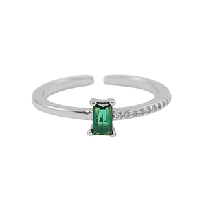 Metal TQ lat&oacute;n anillo zirconia Plateado-verde