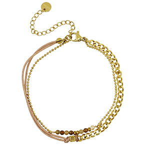 Pulseras Acero Inox doble capa Dorado-marr&oacute;n