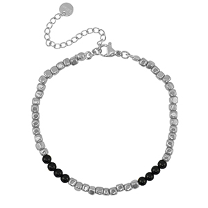 Pulseras Acero Inox Plateado-negro