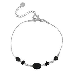 Pulseras Acero Inox estrella Plateado-negro