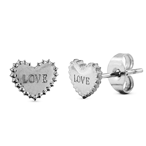 Pendientes Acero Inox coraz&oacute;n Plateado