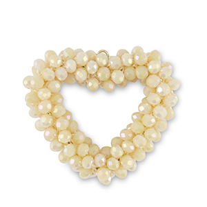 Colgantes faceteados coraz&oacute;n Amarillo vainilla