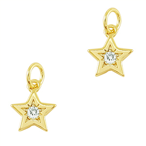 Metal TQ lat&oacute;n colgante zirconia Estrella Dorado