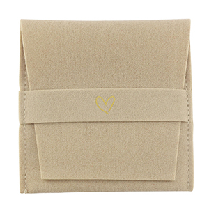 Bolso de joyer&iacute;a coraz&oacute;n Beige latte-dorado