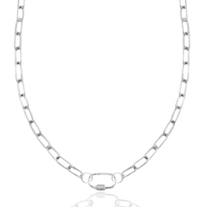 Cadenas Acero Inox eslab&oacute;n cierre ovalado Plateado