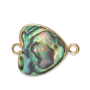 Perlas de agua dulce entrepieza coraz&oacute;n Dorado-verde oc&eacute;ano