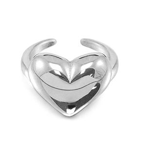 Anillos Acero Inox coraz&oacute;n Plateado