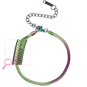 Pulseras Acero Inox serpiente P&uacute;rpura verde-cubierta AB