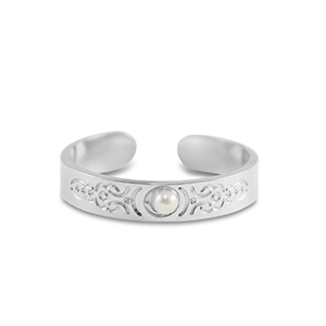 Anillos Acero Inox  perlas Plateado