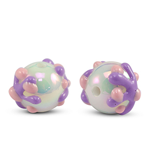 Abalorios acr&iacute;licos puntos Perla morado-rosa