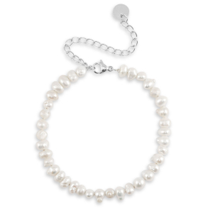 Pulseras Acero inox perlas Plateado