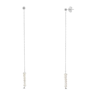 Pendientes Acero Inox perlas Plateado