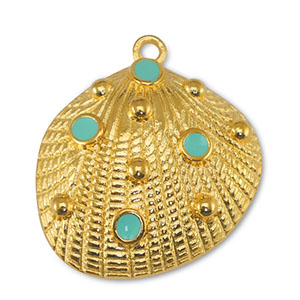 Colgantes met&aacute;licos DQ conchas Veraman Azul-Dorado (sin n&iacute;quel)