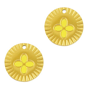 Colgantes Acero Inox redondo flor Dorado-amarillo