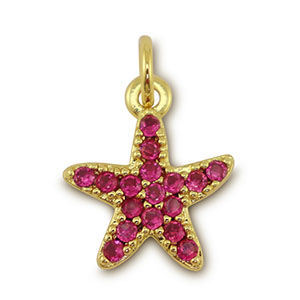 Metal TQ lat&oacute;n colgante estrella de mar Dorado-magenta