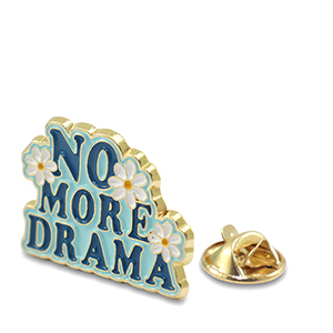 Pins "No more drama" Azul-dorado
