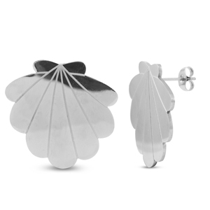 Pendientes Acero Inox concha Plateado