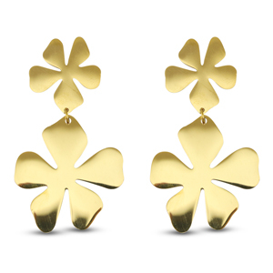 Pendientes Acero Inox flor Dorado