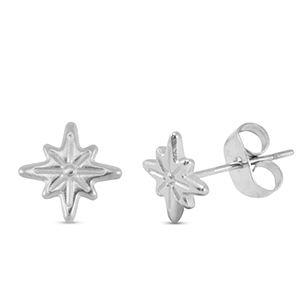 Pendientes Acero Inox estrella Plateado