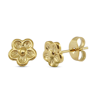 Pendientes Acero Inox flor Dorado