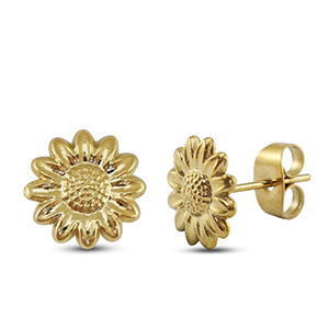Pendientes Acero Inox flor Dorado
