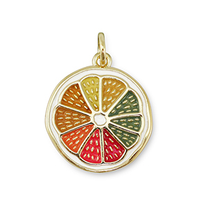 Metal TQ lat&oacute;n colgante rodaja de fruta Dorado-multicolor