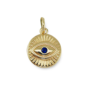 Metal TQ lat&oacute;n colgante zirconia ojo turco/nazar Dorado-azul oscuro