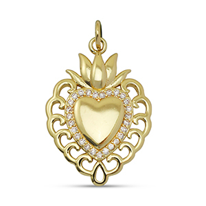 Metal TQ lat&oacute;n colgante zirconia coraz&oacute;n Dorado