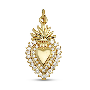 Metal TQ lat&oacute;n colgante zirconia coraz&oacute;n Dorado