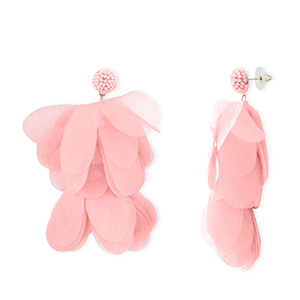 Pendientes Trendy chif&oacute;n flor Melocot&oacute;n rosa-dorado