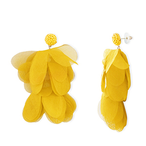 Pendientes Trendy chif&oacute;n flor Amarillo-dorado