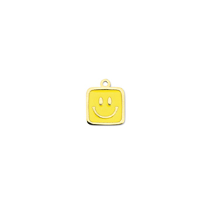 Colgantes Acero Inox cuadrado con smiley Dorado-amarillo