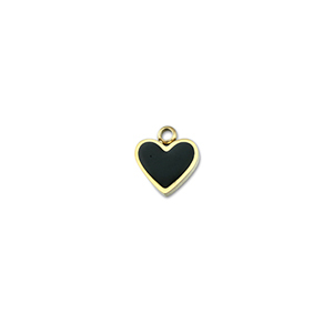 Colgantes Acero Inox coraz&oacute;n Dorado-negro