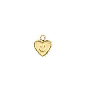 Colgantes Acero Inox coraz&oacute;n con smiley Dorado