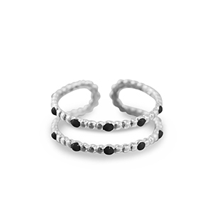 Anillos Acero Inox con puntos Plateado-negro