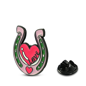 Pins herradura con coraz&oacute;n Lila rosa-magenta-verde
