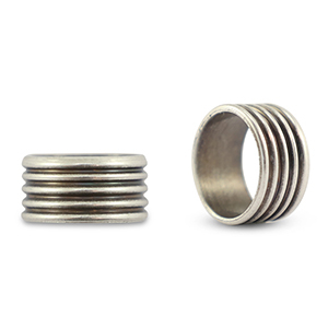 Correderas met&aacute;lica DQ anillo con acanalado Plata vieja (sin n&iacute;quel)