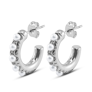 Pendientes Acero Inox con imitaci&oacute;n de perlas Plateado