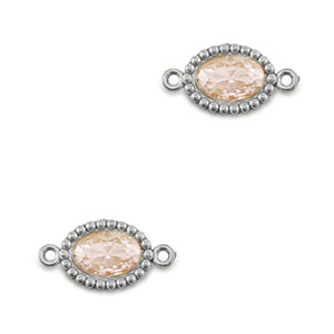 Entrepiezas acero Inox zirc&oacute;n &oacute;valo Plateado-naranja claro