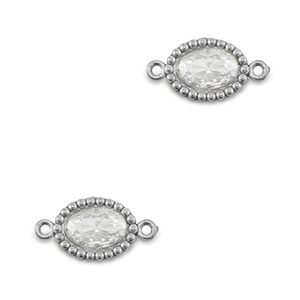 Entrepiezas acero Inox zirc&oacute;n &oacute;valo Plateado-transparente