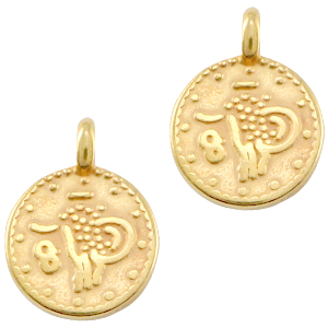 Colgante met&aacute;lico DQ moneda Dorado (sin n&iacute;quel)