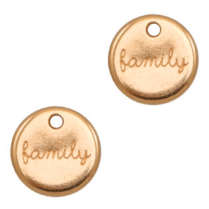 Colgantes met&aacute;licos DQ "family" 12mm Oro rosado (sin n&iacute;quel)