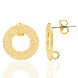 Fornituras met&aacute;licas DQ pendiente base redondo con anilla Oro (sin n&iacute;quel)