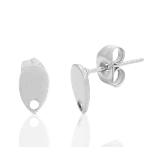 Pendientes Acero Inox gota con anilla Plateado