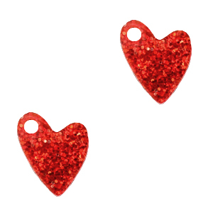 Colgantes Plexx coraz&oacute;n glitter Rojo ruby