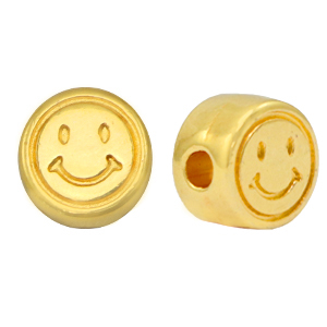Abalorios met&aacute;licos DQ smiley 7mm Dorado (sin n&iacute;quel)