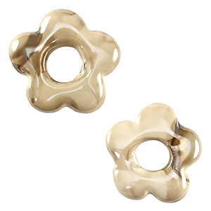 Abalorios de cer&aacute;mica griega DQ flor Greige