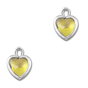 Colgantes de cristal coraz&oacute;n Amarillo-plateado